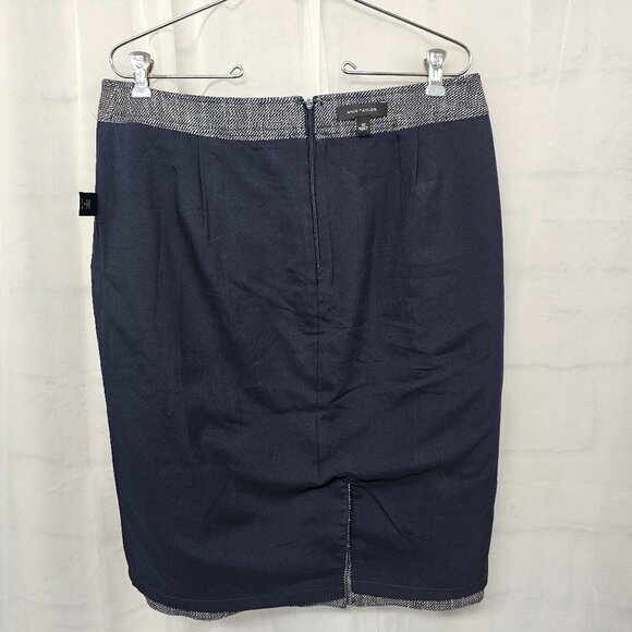 Ann Taylor Pencil Skirt Navy Blue Marled Office Classic Coquette 10 - Picture 9 of 13